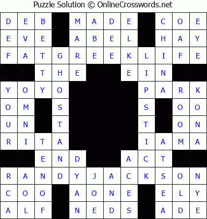 Solution for Crossword Puzzle #5714