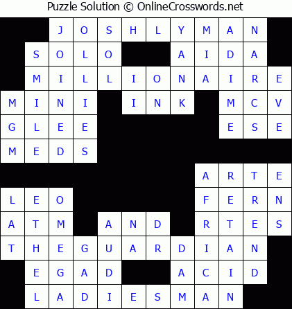 Solution for Crossword Puzzle #5719