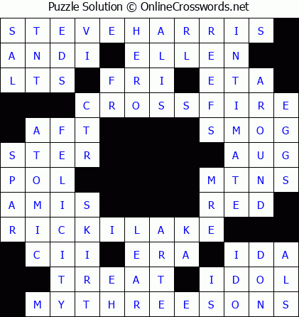 Solution for Crossword Puzzle #5720