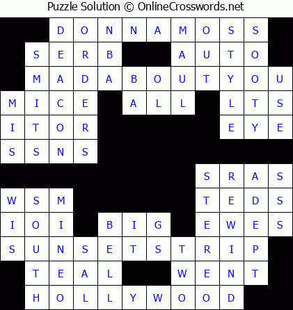 Solution for Crossword Puzzle #5721