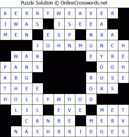 Solution for Crossword Puzzle #5725
