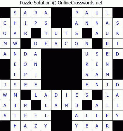 Solution for Crossword Puzzle #5727