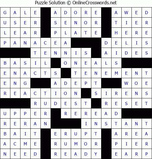 Solution for Crossword Puzzle #57320