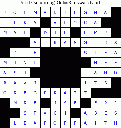 Solution for Crossword Puzzle #5734