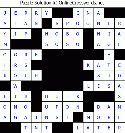 Solution for Crossword Puzzle #5740