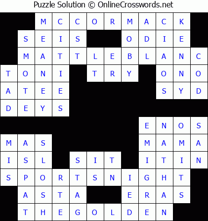 Solution for Crossword Puzzle #5741