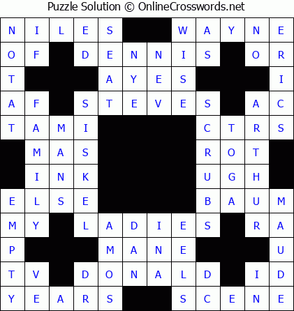 Solution for Crossword Puzzle #5742