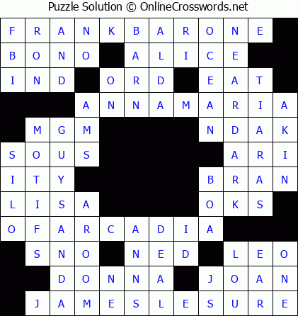 Solution for Crossword Puzzle #5743