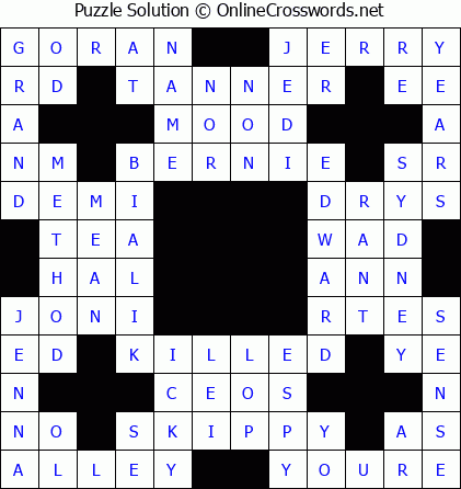 Solution for Crossword Puzzle #5746