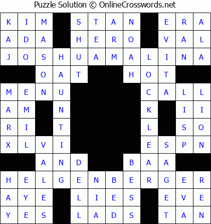 Solution for Crossword Puzzle #5754
