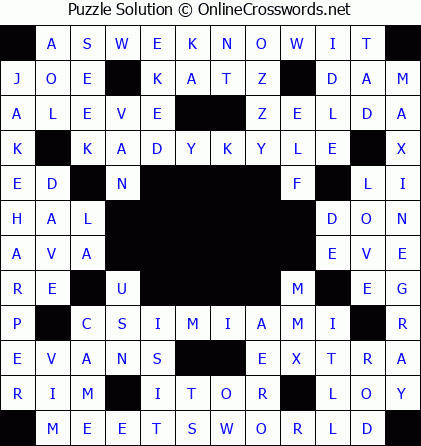 Solution for Crossword Puzzle #5758