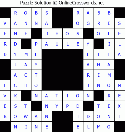 Solution for Crossword Puzzle #5759