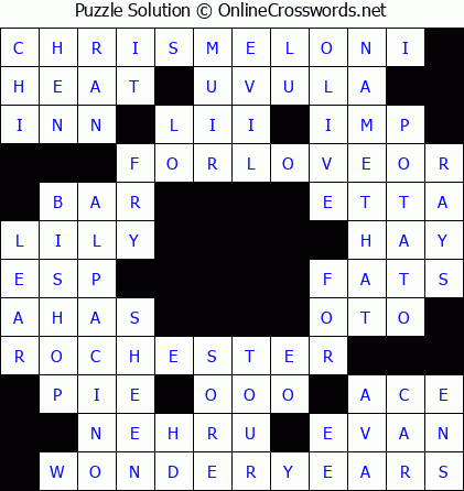 Solution for Crossword Puzzle #5762