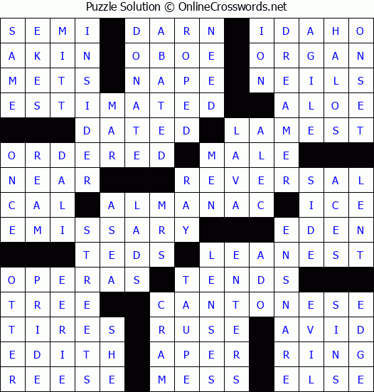 Solution for Crossword Puzzle #57642