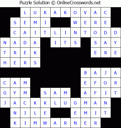 Solution for Crossword Puzzle #5772