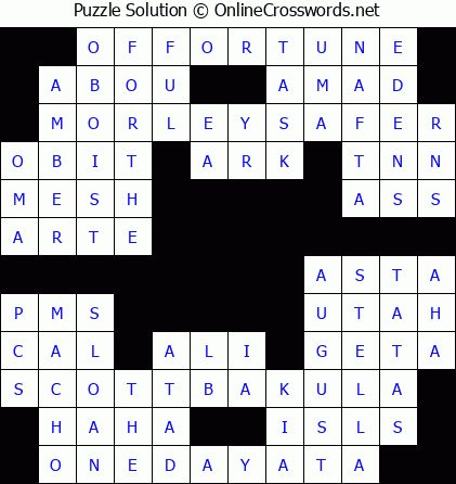Solution for Crossword Puzzle #5774