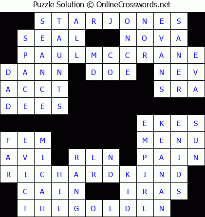 Solution for Crossword Puzzle #5781