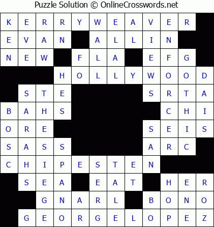 Solution for Crossword Puzzle #5782