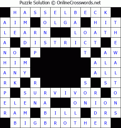 Solution for Crossword Puzzle #5783