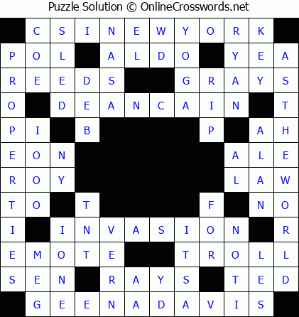 Solution for Crossword Puzzle #5784