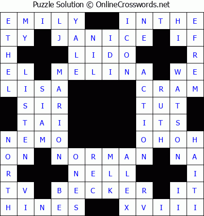 Solution for Crossword Puzzle #5785