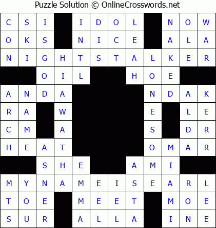 Solution for Crossword Puzzle #5786