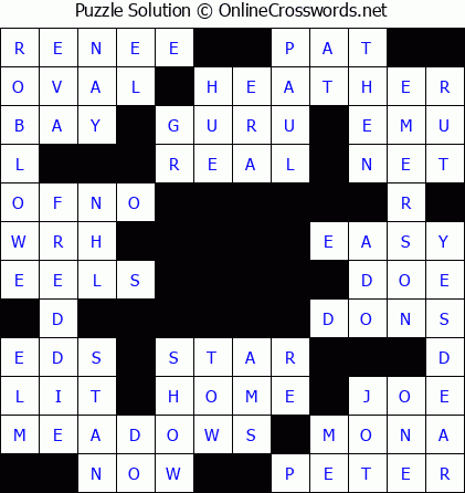 Solution for Crossword Puzzle #5787