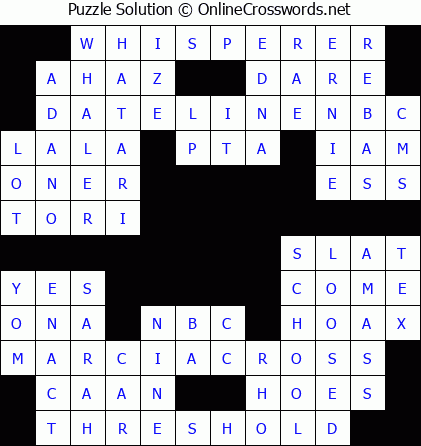 Solution for Crossword Puzzle #5794