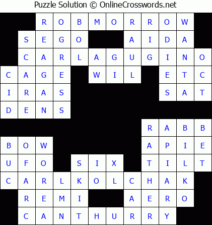 Solution for Crossword Puzzle #5796