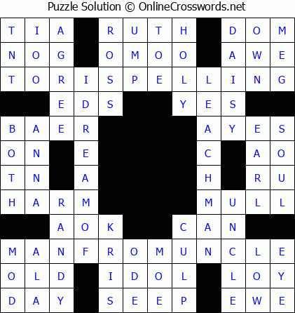 Solution for Crossword Puzzle #5804