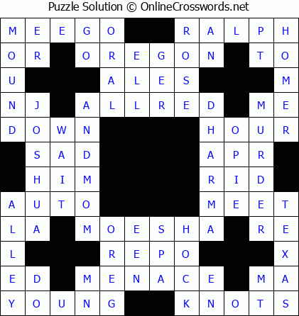 Solution for Crossword Puzzle #5807