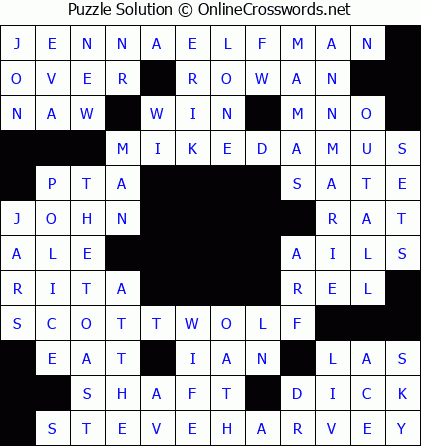 Solution for Crossword Puzzle #5809