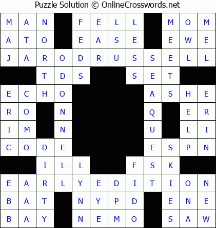 Solution for Crossword Puzzle #5812