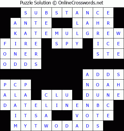 Solution for Crossword Puzzle #5819