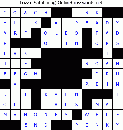 Solution for Crossword Puzzle #5822