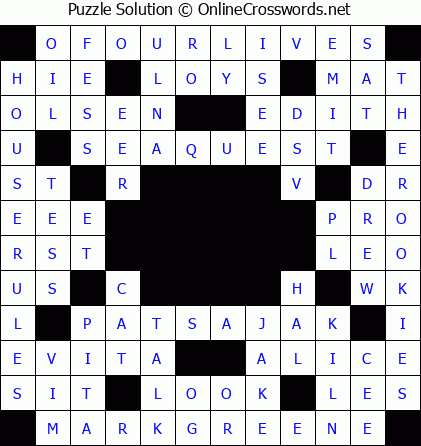 Solution for Crossword Puzzle #5831