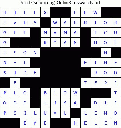 Solution for Crossword Puzzle #5838