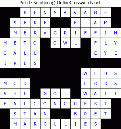 Solution for Crossword Puzzle #5840