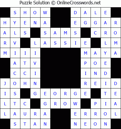 Solution for Crossword Puzzle #5843