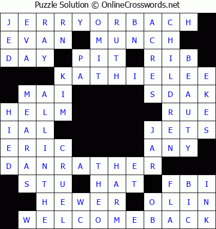 Solution for Crossword Puzzle #5847