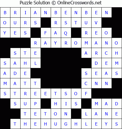 Solution for Crossword Puzzle #5851
