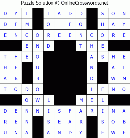 Solution for Crossword Puzzle #5854