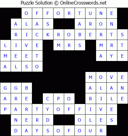 Solution for Crossword Puzzle #5857