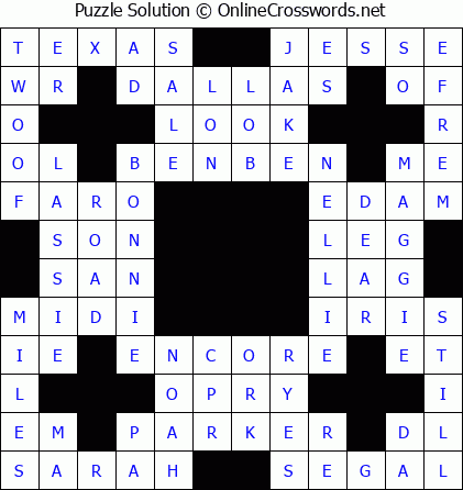 Solution for Crossword Puzzle #5860