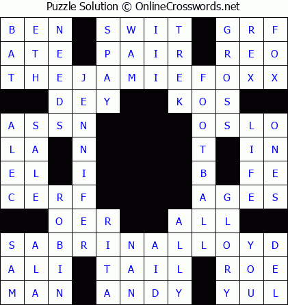 Solution for Crossword Puzzle #5867