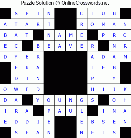 Solution for Crossword Puzzle #5869
