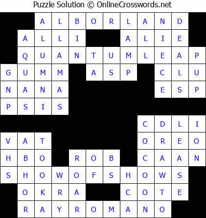 Solution for Crossword Puzzle #5885