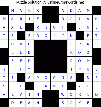 Solution for Crossword Puzzle #5886