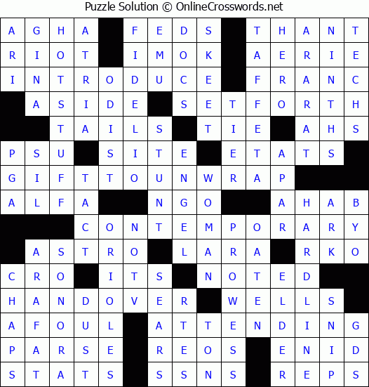 Solution for Crossword Puzzle #5998