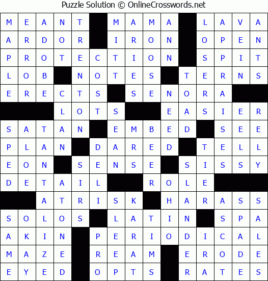 Solution for Crossword Puzzle #60982